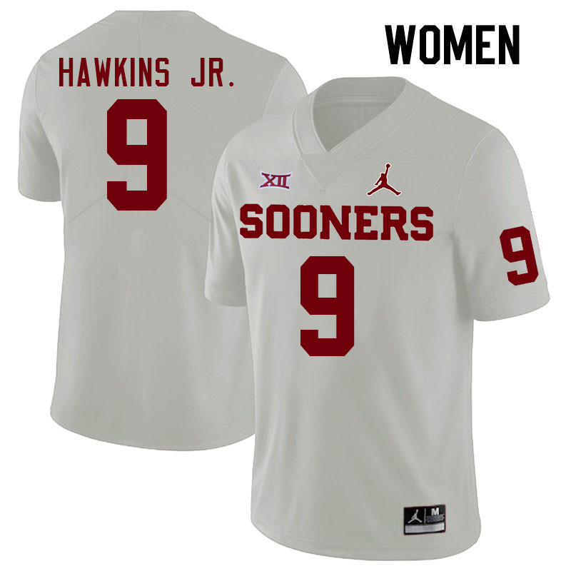 Women #9 Michael Hawkins Jr. Oklahoma Sooners College Football Jerseys Stitched-White